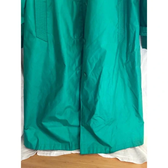 Windsor Bay Vintage Emerald Green Raincoat Long Trench Coat Womens Size 10 - Picture 8 of 16